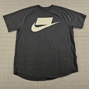 Nike The Nike Tee Shirt Mens XL Black Silver Graphic Swoosh Logo Athletic